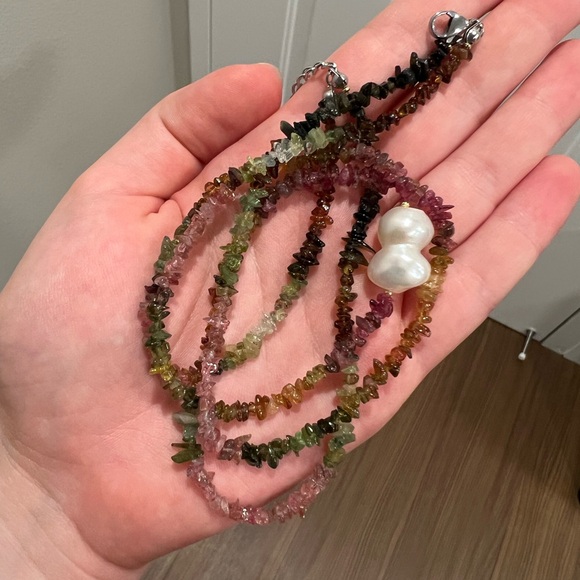 Natural Pearl and tourmaline necklace - Picture 3 of 3